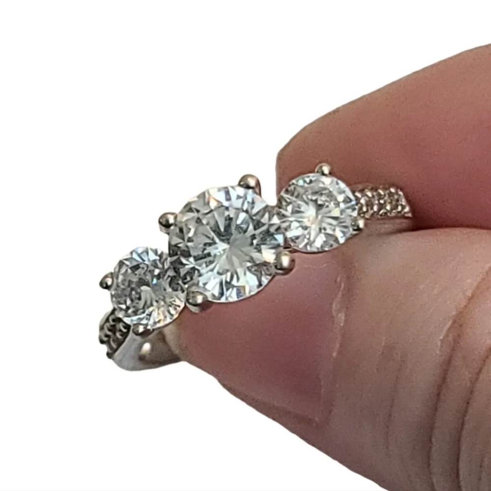 Ring signed pjm cz sterling silver